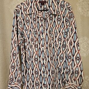 Aztec RocknRoll Print Button-Up Shirt